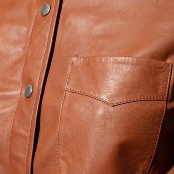 Rag & Bone Women Jack Leather Button Down Shirt in Large - Picture 10 of 17